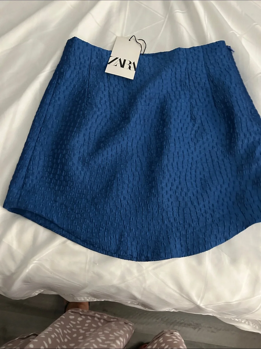 Zara Royal Blue Textured Mini Skirt